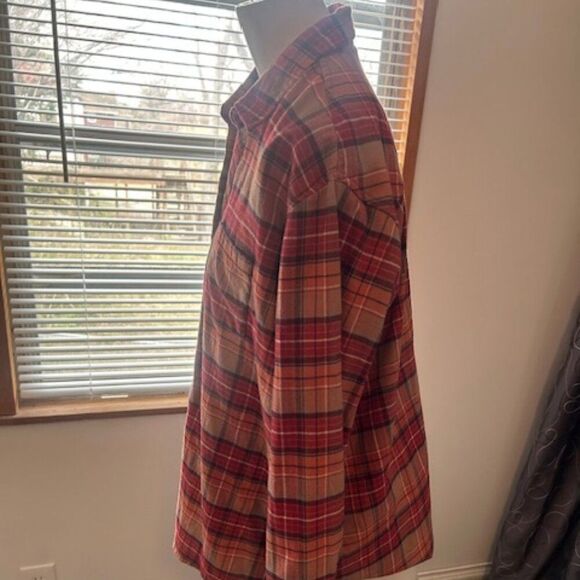 Weatherproof Vtg Comfort Stretch Orange Plaid V-neck button down tunic, size XL - Picture 2 of 6